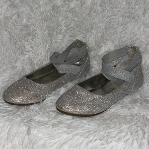 Girls Shimmery Silver Flats